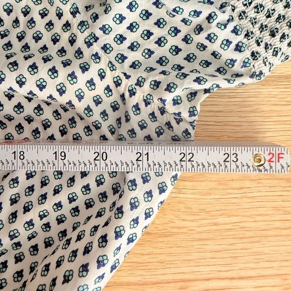 J.Crew Blue White Cotton Prairie Peasant Midi Dress XL Short Sleeve Fairy Cottag - Picture 6 of 8